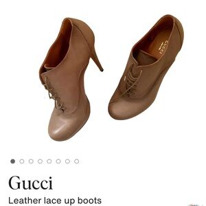 Gucci Women's Tan Leather Lace-Up Boots